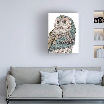 Trademark Fine Art -Daphne Brissonnet 'Beautiful Owls I Pastel' Canvas Art