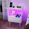 KTMBDW Set of 2 Mid Century Nightstand with Charging Station, End Table Modern Side Table with Fabric Drawer for Home Bedroom Living Room - 3 of 4