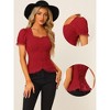 INSPIRE CHIC Women's Square Neck Solid Color Puff Short Sleeve Lace Up Gothic Blouse - 2 of 4