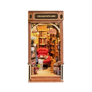 Hands Craft DIY Miniature House Kit Bookstore: Art & Craft Activity, Wood & Paper, Ages 14+, Requires 2 AAA Batteries - 1 of 4