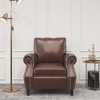 36.5" Faux Leather Classy and Comfortable Club Chair with Birch Wood Legs in Dark Finish for Living Room - 2 of 4