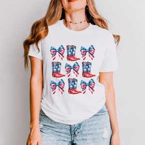 Simply Sage Market Patriotic Boots Stacked Coquette Short Sleeve Tee - 1 of 4