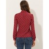 INSPIRE CHIC Women's Polka Dots Vintage Choker Neck Button Down Shirt - 3 of 4