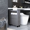 Aghana Digitals Modern Gray Bathroom Storage Cabinet with Drawers, Open Shelf & Rolling Casters - - 2 of 4