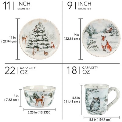 Winter's Frost Ceramic Holiday Dinnerware Set, Service for 4