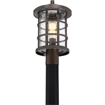 Crusade 10'' Palladian Bronze Outdoor Post Lantern with Crisscrossed Bands