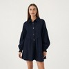 Anna-Kaci Women’s Button Front Denim Shirt Dress with Soft Woven Fabric Balloon Sleeves Front Patch Pockets - 2 of 4