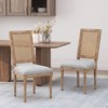 Lyngins Set of 2 French Country Dining Chair with Cane Backrest, Rubberwood Frame Armless Chair, Distressed Finish Kitchen Chair & Living Room Chair - 2 of 4