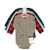 Hudson Baby Infant Girl Cotton Long-Sleeve Bodysuits, Buffalo Plaid Leopard - image 2 of 4