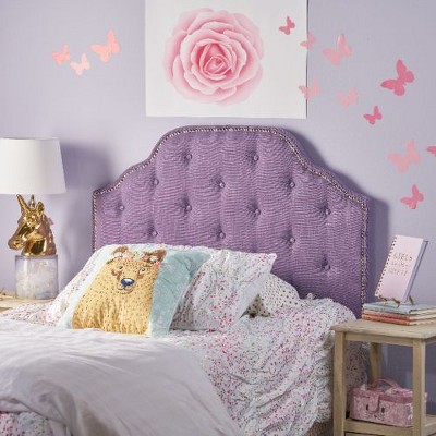 Camelback Upholstered Twin Size Headboard with Button Tufted Diamond Stitch & Nailhead Accents for Metal Bed Frames -Christopher Knight Home