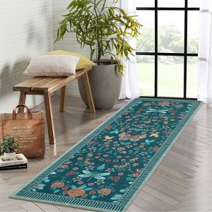 Area Rugs Modern Floral Rug for Living Room Bedroom,Low Pile Area Rugs Machine Washable Large Carpet for Dining Room Playroom Home Office Decor - 1 of 4
