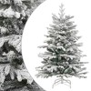vidaXL Artificial PE Hinged Christmas Tree with Flocked Snow, Sturdy Iron Stand, Green and White, 70.9" Height, Suitable for Indoor Decoration - 2 of 4