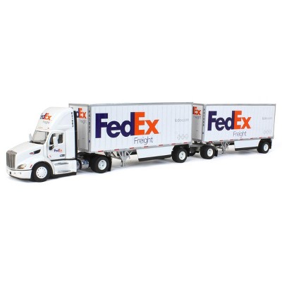 Diecast Masters 1/50 Limited Edition FedEx Peterbilt 579 Single Axle Day Cab w/ 2 Wabash 28’ Pup Trailers 65190