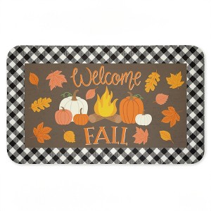 Stupell Industries Welcome Fall Gingham Border Printed Anti-Fatigue Floor Mat, design by Taylor Shannon Designs, 30"x18" - 1 of 4