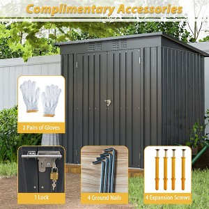 6x4ft Outdoor Storage Shed With Double Hinged Door, Metal Garden Shed Storage House With 2 Integrated Punched Vents For Lawn, Black - 1 of 4