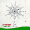 4E's Novelty 12" Silver Glitter Snowflake Tree Topper- Luxurious Metal Christmas Star Ornament with Crystal Accents, Holiday Snowflake Tree Decoration - 3 of 4