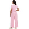 ATHLECHIC Women's 2 Piece Sets Short Sleeve Crew Neck Long Wide Leg with Pockets Pants - 4 of 4
