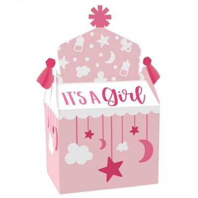 Big Dot of Happiness It's a Girl - Treat Box Party Favors - Pink Baby Shower Goodie Gable Boxes - Set of 12