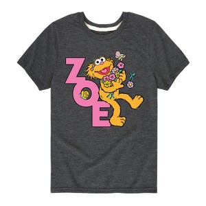 Boys' - Sesame Street - Zoe With Flowers Short Sleeve Graphic T-Shirt - 1 of 4