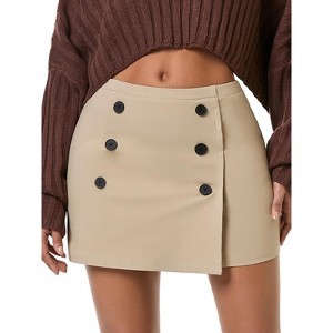 EXLURA Womens Button Bodycon Mini Skirt Sexy Night Club High Waist Elastic Y2K Fall Winter Plaid Skirts - 1 of 4
