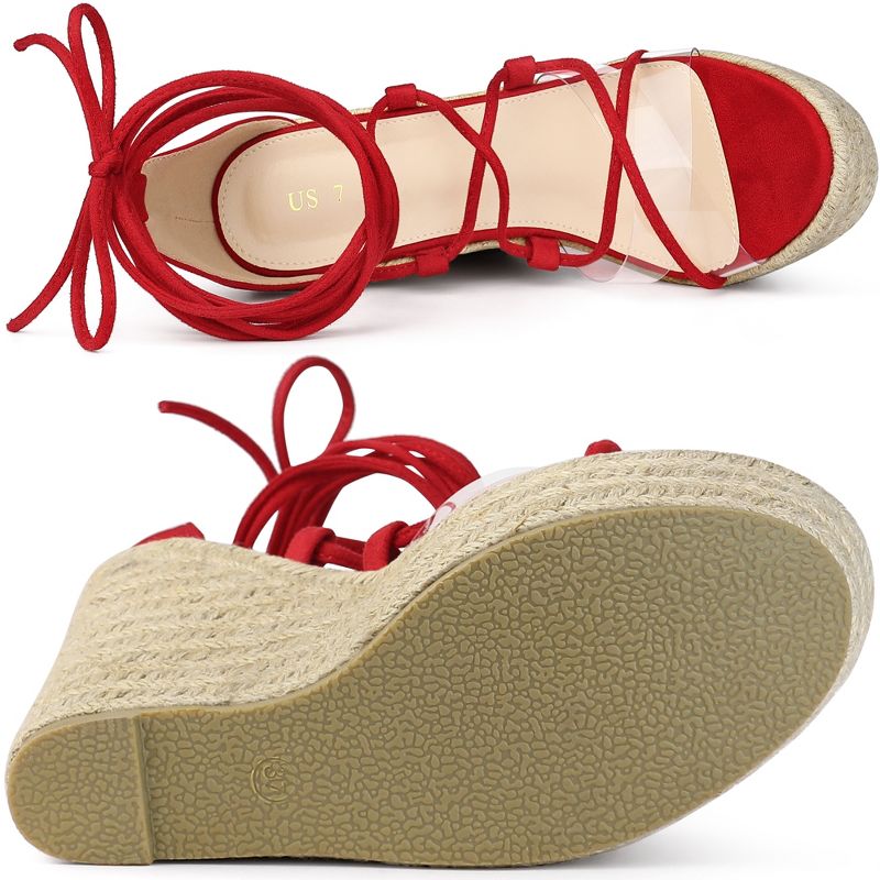 Allegra K Women's Platform Espadrilles Wedge Heel Transparent Straps Sandals, 5 of 7