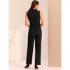 INSPIRE CHIC Women's Casual Sleeveless Shawl Collar Office Belted Cropped Jumpsuit - 4 of 4