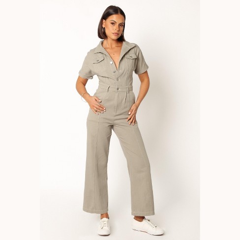 Petal And Pup Demi Contrast Stitch Jumpsuit - Olive Xs : Target