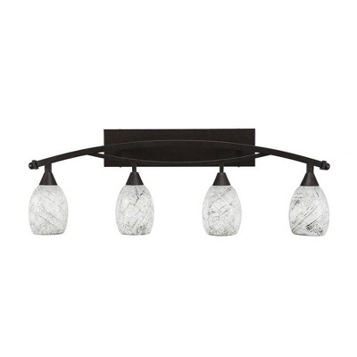 Toltec Lighting Bow 4 - Light Vanity in  Bronze with 5" Natural Fusion Shade