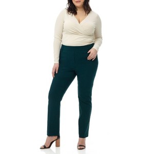 Rekucci Curvy Woman Ease into Comfort  Straight Pant with Tummy Control - 1 of 4