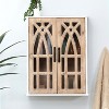 LuxenHome Farmhouse Wall Mounted Cabinet with 2 Door, 20" Natural MDF Wood Cathedral-Style Floating Storage Cabinet for Kitchen, Bathroom White - 2 of 4