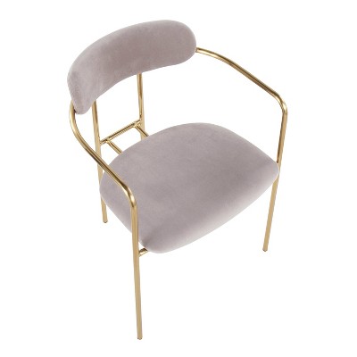 Pearl Silver Velvet Upholstered High Slat Metal Armchair