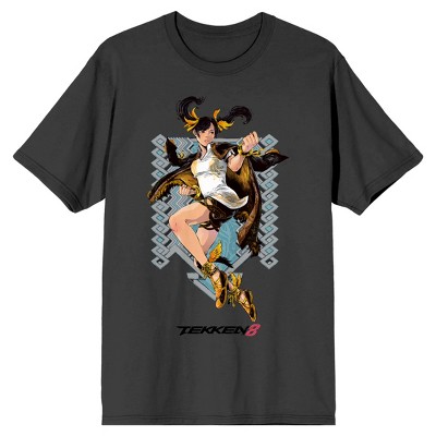 Tekken 8 Ling Xiaoyu Men's Charcoal Crew Neck Short Sleeve T-shirt