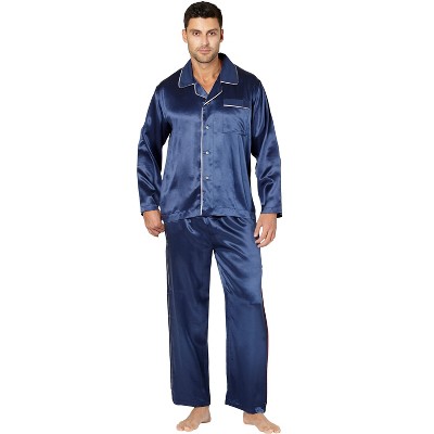 INTIMO Mens Silk Pajama with Flat Piping Detail