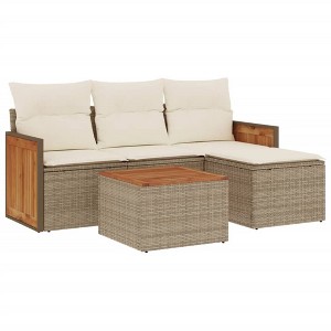vidaXL Garden Sofa Set Beige PE rattan 5 Piece Set Modular - 1 of 4
