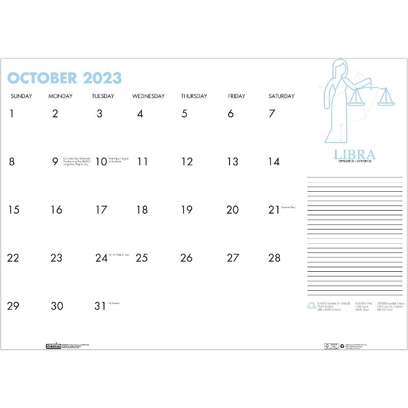 2024 House of Doolittle Zodiac 18.5" x 13" Monthly Desk Pad Calendar White/Black (1676-24), 4 of 8