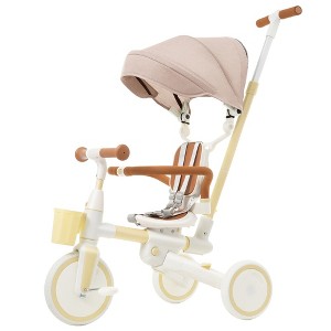 Whisen 7-in-1 Stroller & Baby Tricycle Baby Push Bike, Foldable Toddler Bike with Adjustable Handle, Canopy, Guardrail - 1 of 4