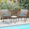IULULU 3 Piece Patio Bistro Set, Wicker Chairs with Table & Cushions for Outdoor Spaces - 3 of 4