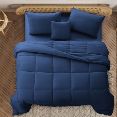 Queen Dark Blue Down Alternative Microfiber Comforter Set