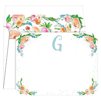 10ct Die-Cut Social Set Floral Crest Monogram - G