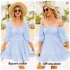 EXLURA Women's Lantern Sleeve Tie Back Summer Dress Ruffled Off Shoulder A-Line Vintage Mini Dress - 2 of 4