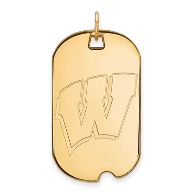 Black Bow Jewelry 10k Yellow Gold Wisconsin Badgers NCAA Large Pendant