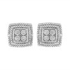 Haus of Brilliance Silver Diamond Accented Square Shaped Milgrain Stud Earrings - 2 of 4