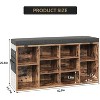 41" Shoe Bench with Padded Seat, Adjustable Shelves and Side Pockets, 10-Cube Storage Organizer for Entryway - 2 of 4