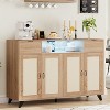 Jojoka Sideboard Buffet Cabinet,4 Rattan Doors 2 Drawers Accent Storage Cabinet - 2 of 4