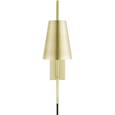 Satin Brass Adjustable Arm Wall Sconce with Metal Shade
