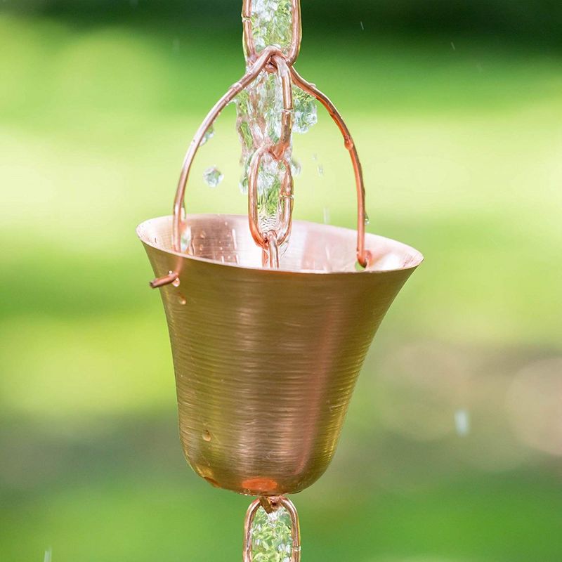 Marrgon Copper Rain Chain with Bell Style Cups for Gutter Downspout Replacement, 4 of 7