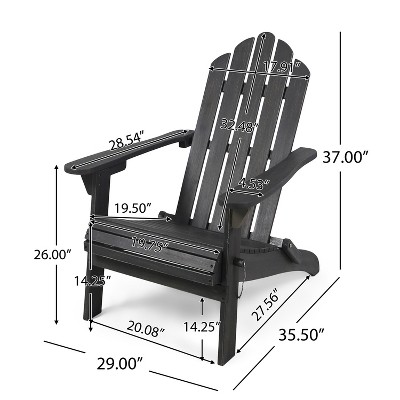 Cara Dark Gray Foldable Acacia Wood Adirondack Chair