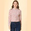 Allegra K Women's Point Collar Long Button Sleeve Button Down Floral Shirt - 3 of 4