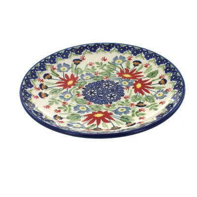 Blue Rose Polish Pottery Jungle Bouquet Dessert Plate