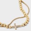 14K Gold Dipped Cubic Zirconia Cross Beaded Bolo Bracelet - Gold - 4 of 4